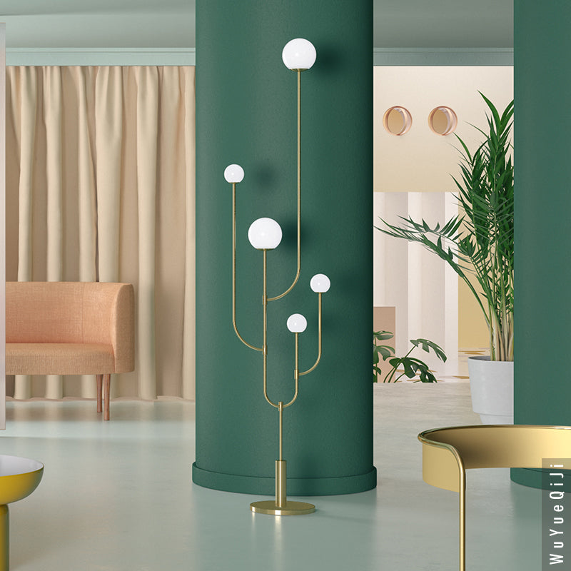 Valentina | LED Kaktus Design | Moderne Stehlampe | Metall & Keramik | Für Wohnzimmer & Schlafzimmer | Weiß | 5 Lichtquellen | G9 | Innen | IP20