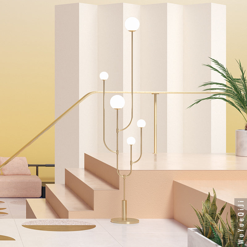 Valentina | LED Kaktus Design | Moderne Stehlampe | Metall & Keramik | Für Wohnzimmer & Schlafzimmer | Weiß | 5 Lichtquellen | G9 | Innen | IP20