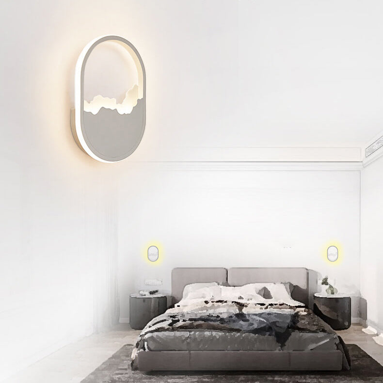 Oval LED Wandleuchte | Modernes Design | Welliges Aussehen | Eisen und Acryl Material | 14-19W | 1400-1900lm | Grau | Für Wohnzimmer oder