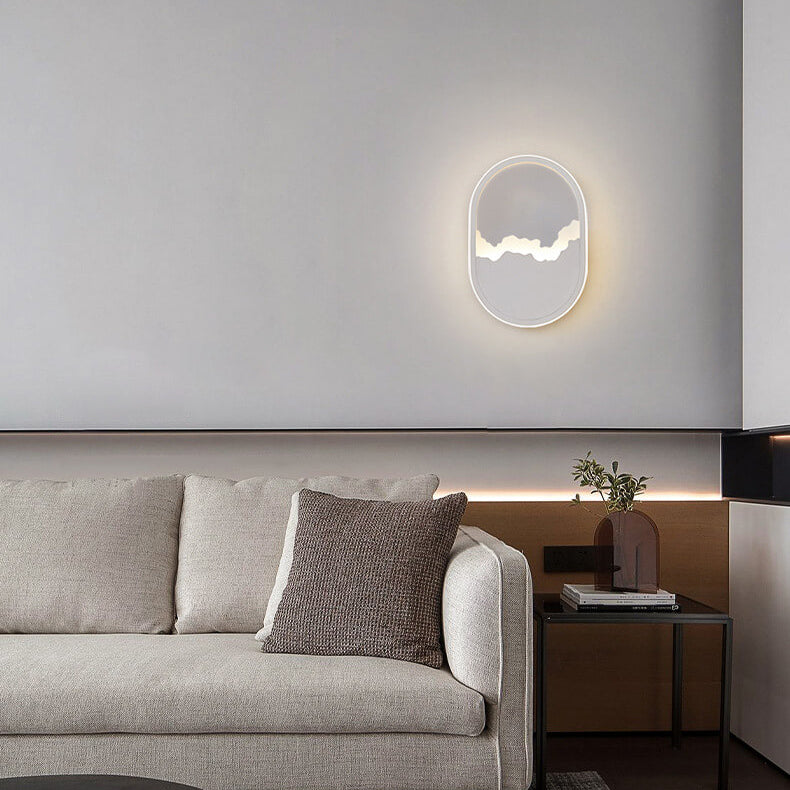Oval LED Wandleuchte | Modernes Design | Welliges Aussehen | Eisen und Acryl Material | 14-19W | 1400-1900lm | Grau | Für Wohnzimmer oder
