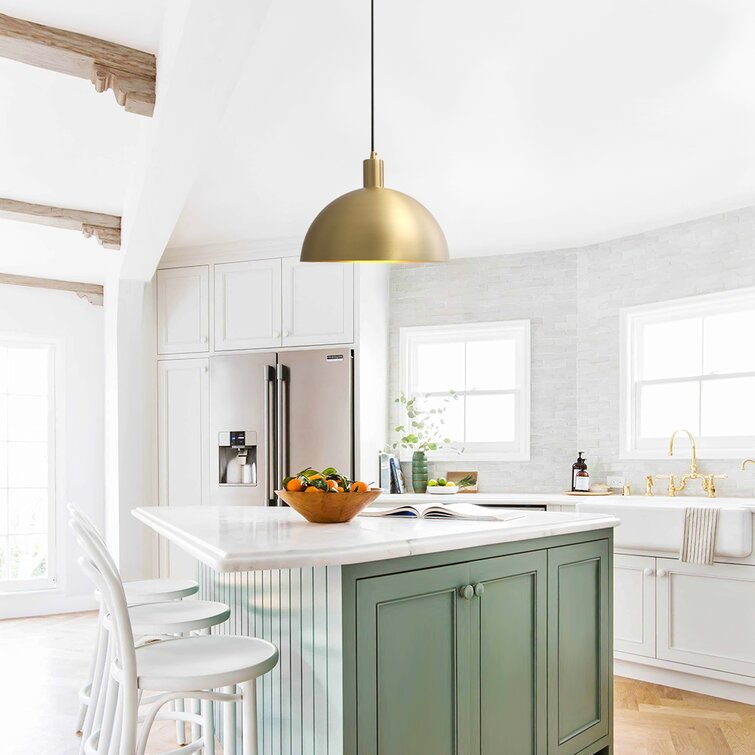 Lampa sufitowa z mosiądzu inspirowana stylem vintage | Kształt kopuły | Styl Mid-Century Modern | Regulowana długość kabla 150 cm | Gniazdo E26/E27