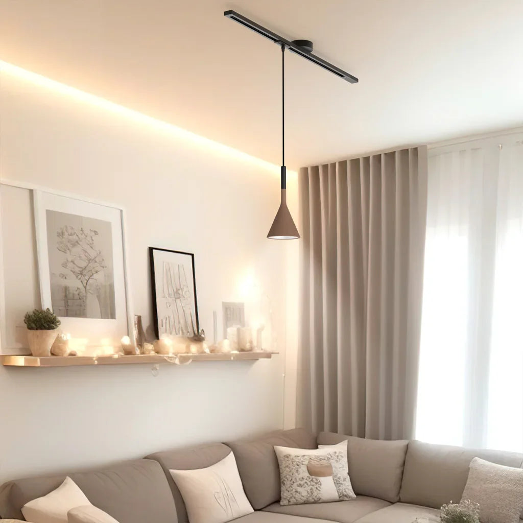 Morris Loftskinne til Pendellampe | 360° Rotationsdesign | Universal kompatibilitet | Fleksibel installering | Sort aluminium | Inkl. 3 lyskilder | Let positioneringsjustering | Moderne belysningsløsning