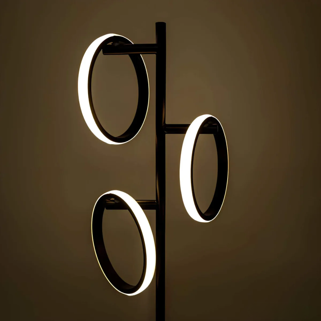 Novento LED Stehlampe | Modernes Design | Drei Beleuchtete Ringe | Dimmbares Licht | Langlebige Qualität | Ideal Für Wohnzimmer, Schlafzimmer,