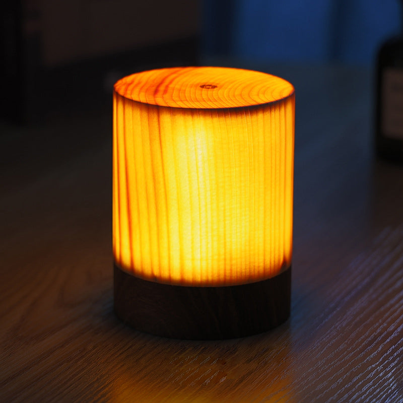 LumiWood | Kabellose LED Lampe | Touchsteuerung | Eingebauter Akku | Holzoptik | Modernes Design | Einstellbare Helligkeit | 25 cm