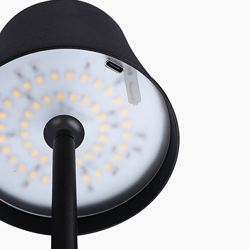 Evelien | Lampe de table LED sans fil rechargeable | Blanc mat/noir | IP54 étanche | Dimmable via contrôle tactile | Recharge USB | 38 cm | Design