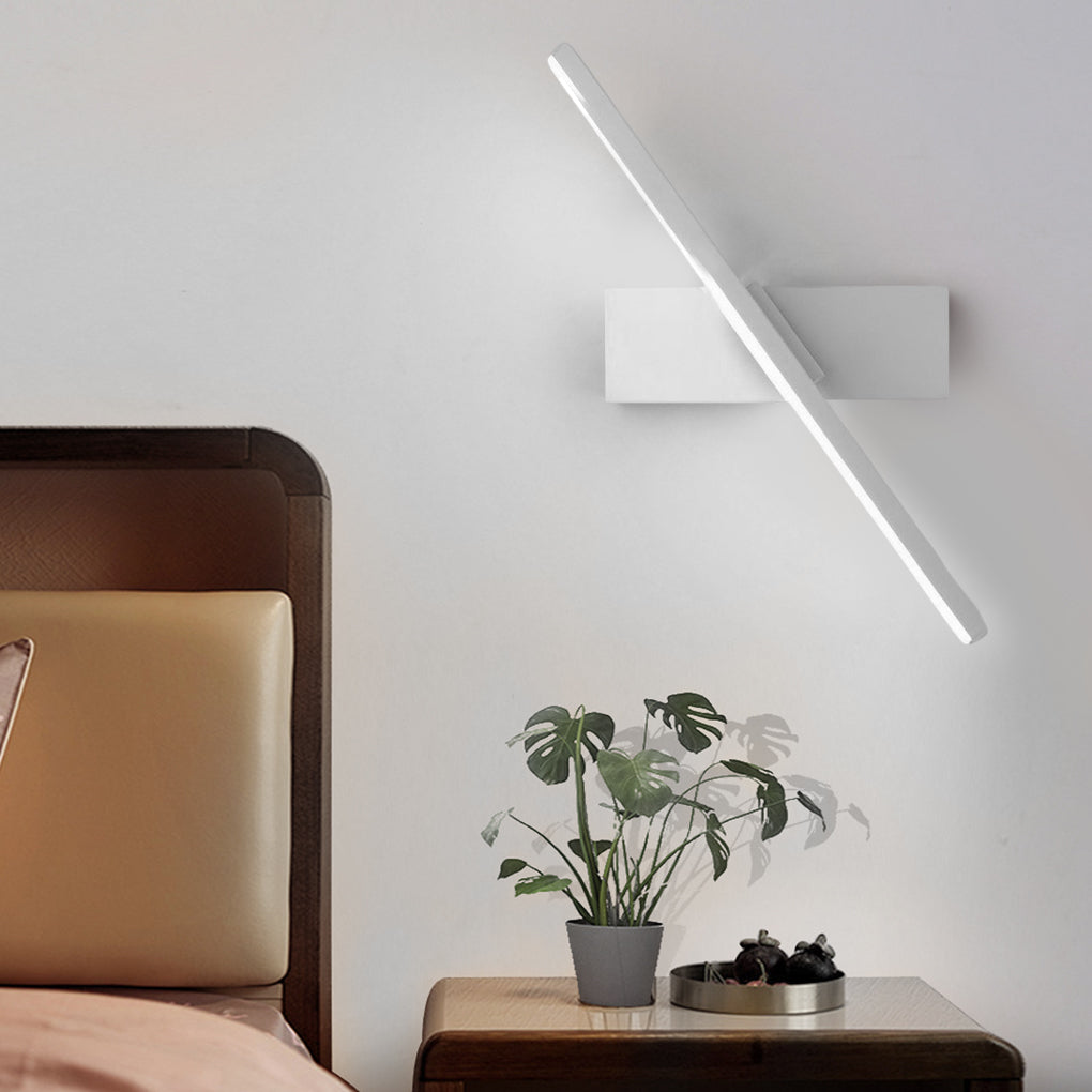 Sort | Weiß | 330° Justierbar Drehbar | Minimalistische LED Wandleuchte | Geometrisches Design | Silikon Bildschirm | Aluminium | Schlafzimmer