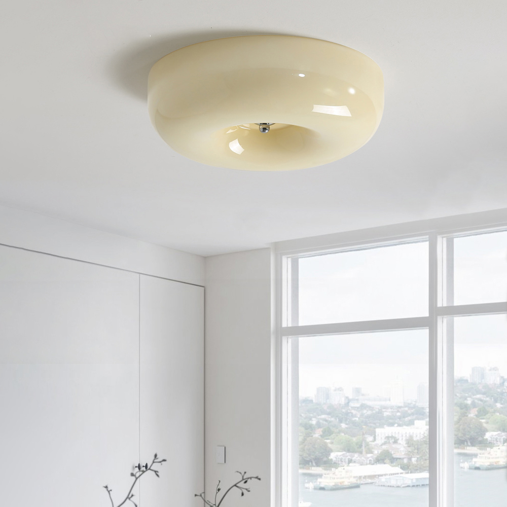Suspension en verre et métal | Source lumineuse LED | Lumière chaude | Ampoule incluse | Diamètre 32/40/46 cm | Hauteur 10 cm | Certifié CE UL