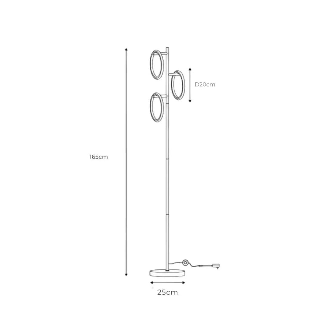 Novento LED Stehlampe | Modernes Design | Drei Beleuchtete Ringe | Dimmbares Licht | Langlebige Qualität | Ideal Für Wohnzimmer, Schlafzimmer,
