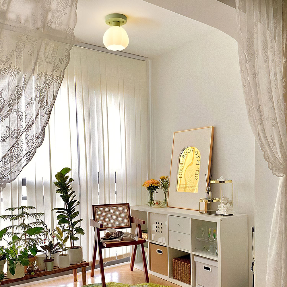 Lampa sufitowa LED w kształcie dyni | Romantyczny design | Szkło i metal | 3 temperatury barwowe | Idealna do przedpokoju i