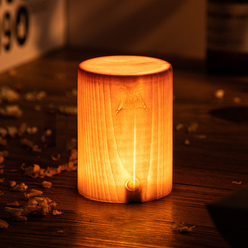 LumiWood | Kabellose LED Lampe | Touchsteuerung | Eingebauter Akku | Holzoptik | Modernes Design | Einstellbare Helligkeit | 25 cm