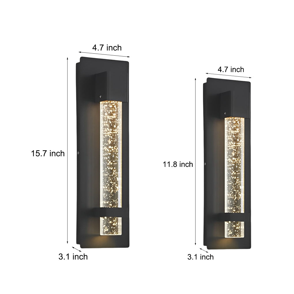 Lampa zewnętrzna | Czarne aluminium | Szkło bąbelkowe | Wodoodporność IP65 | Dioda LED 12 W | Ciepłe, białe światło | Nowoczesny i retro design