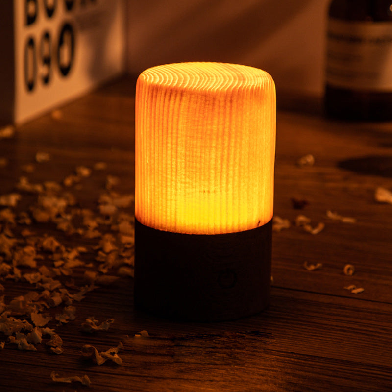 LumiWood | Kabellose LED Lampe | Touchsteuerung | Eingebauter Akku | Holzoptik | Modernes Design | Einstellbare Helligkeit | 25 cm