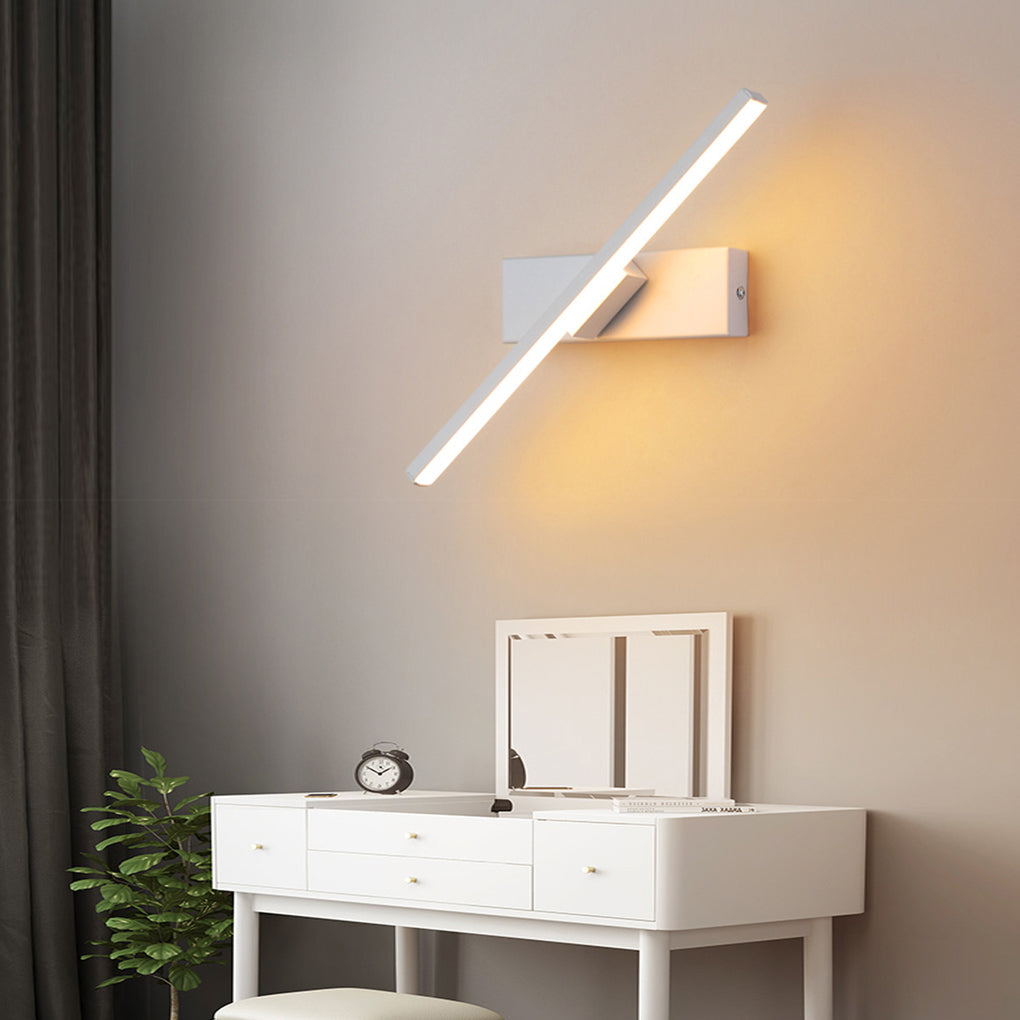 Sort | Weiß | 330° Justierbar Drehbar | Minimalistische LED Wandleuchte | Geometrisches Design | Silikon Bildschirm | Aluminium | Schlafzimmer