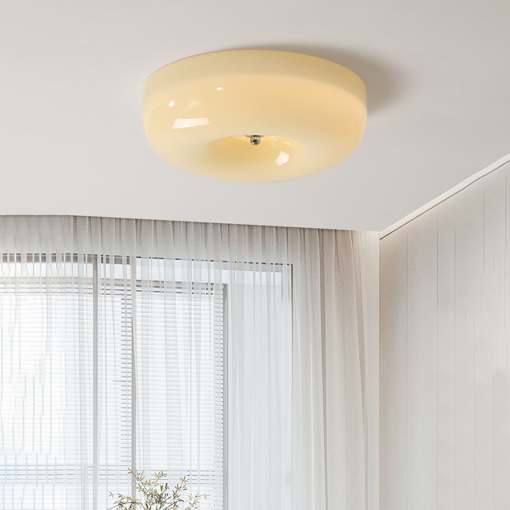Suspension en verre et métal | Source lumineuse LED | Lumière chaude | Ampoule incluse | Diamètre 32/40/46 cm | Hauteur 10 cm | Certifié CE UL
