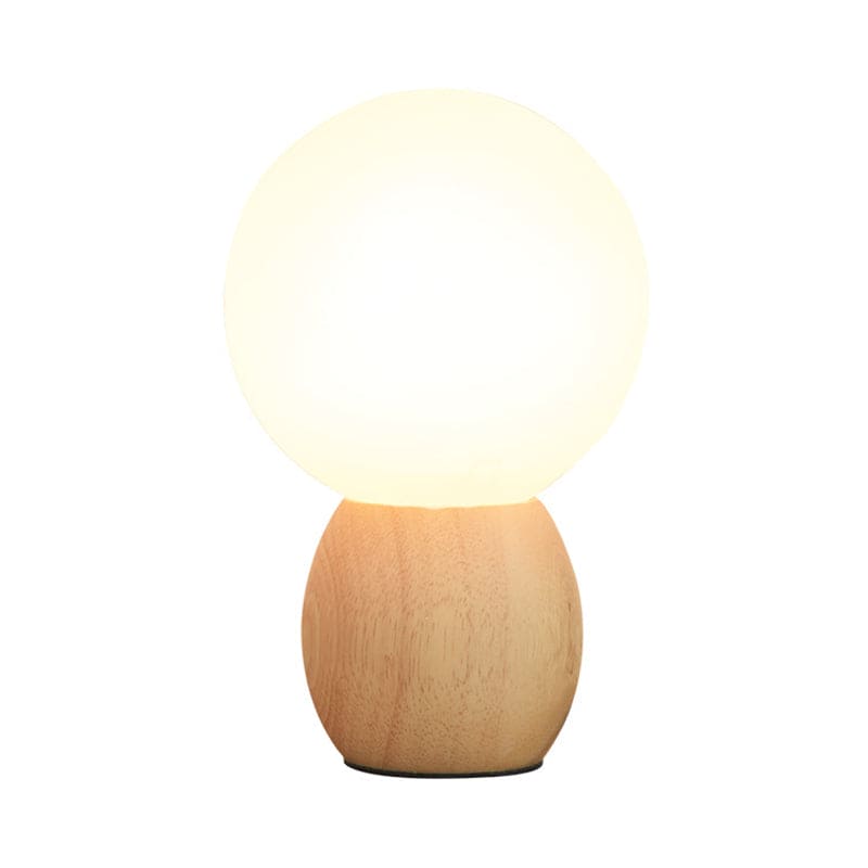 LumiOrb | Modern nattlampa | Eleganta glaskulor | Robust träfot | 40 cm hög | 20 cm skärm | E27-sockel | Hembelysning | Stämningsfull | Skandinavisk design