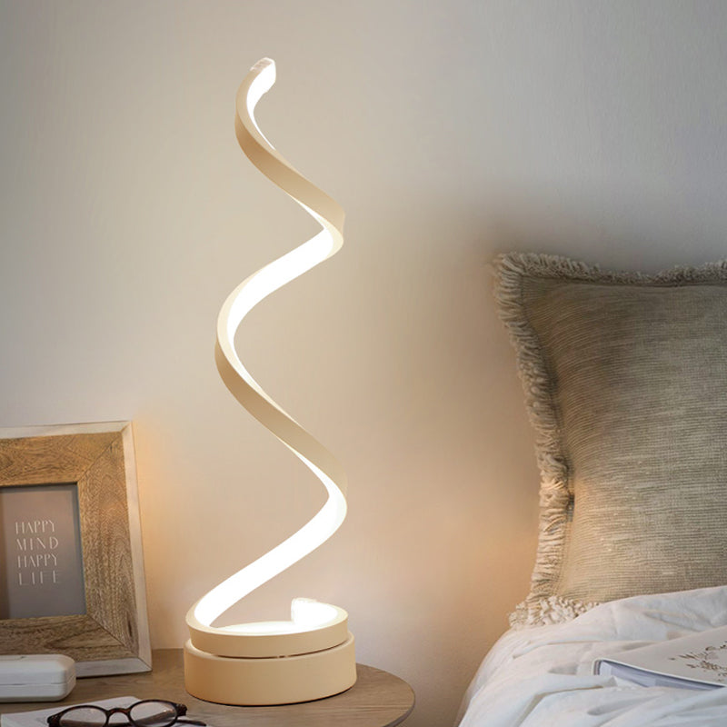LED Bougie de Table en Spirale | Blanc | 30 cm | Moderne | Métal et Plastique | LED Intégrée | Éclairage Économe en Énergie | Alimentation Secteur