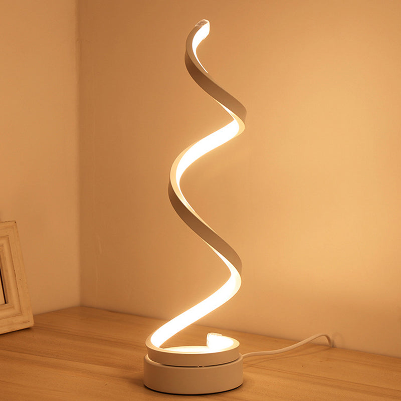 LED Bougie de Table en Spirale | Blanc | 30 cm | Moderne | Métal et Plastique | LED Intégrée | Éclairage Économe en Énergie | Alimentation Secteur