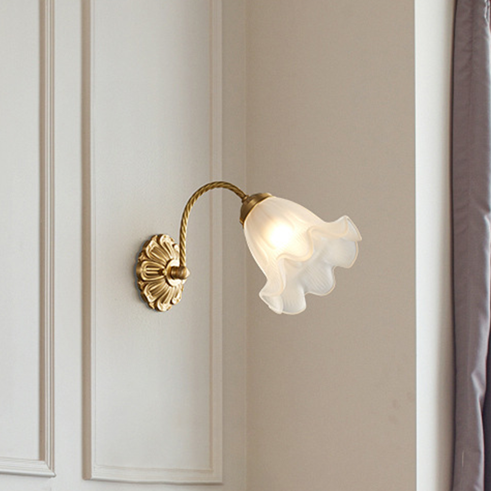 Éclairage mural rétro glamour | Inspiré français | Détails en verre | H29cm x Ø20cm | Douille E27 | Certifié CE & UL | Élégance stylée pour le