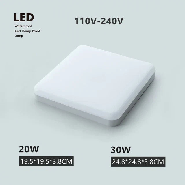 AquaLumen | Fukttålig LED-takbelysning för badrum | Hög kvalitet | Olika former | 15W-30W | Vit