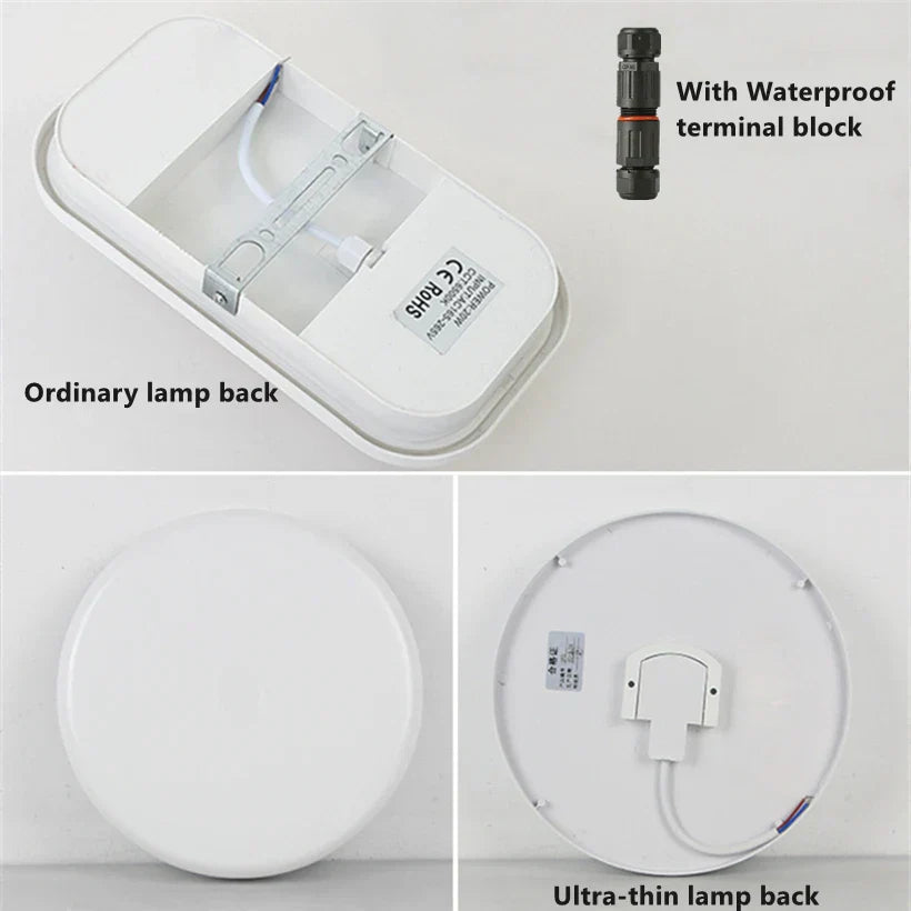 AquaLumen | Fukttålig LED-takbelysning för badrum | Hög kvalitet | Olika former | 15W-30W | Vit