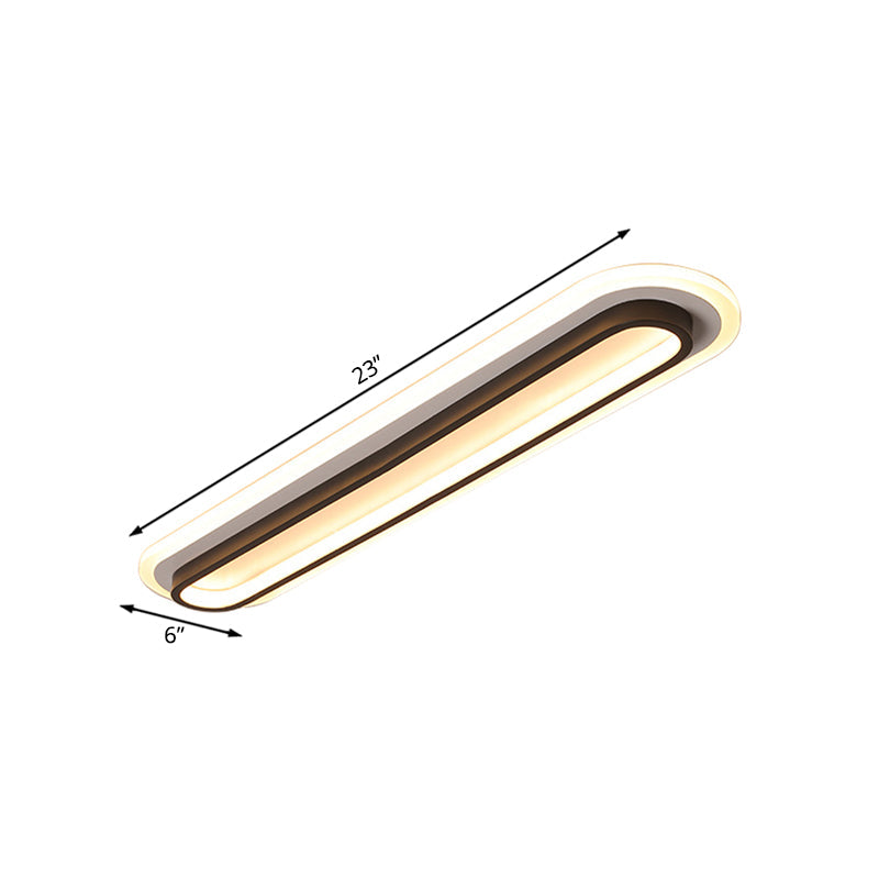 Éclairage LED ovale | Lampe de plafond moderne | Métal noir/blanc | Diffuseur en acrylique | Économique en énergie | Intensité lumineuse réglable