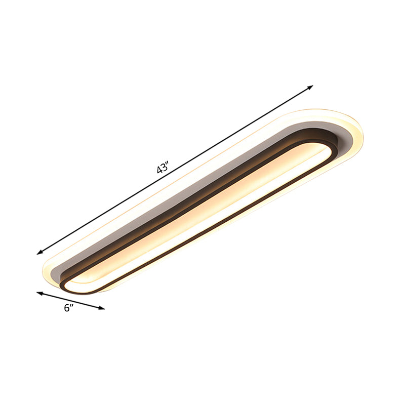 Oval LED Belysning | Moderne Loftlampe | Sort/Hvid Metal | Akryldiffusor | Energibesparende | Justerbar Lysstyrke | Stilfuld