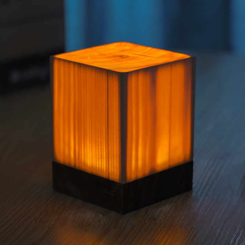 LumiWood | Kabellose LED Lampe | Touchsteuerung | Eingebauter Akku | Holzoptik | Modernes Design | Einstellbare Helligkeit | 25 cm