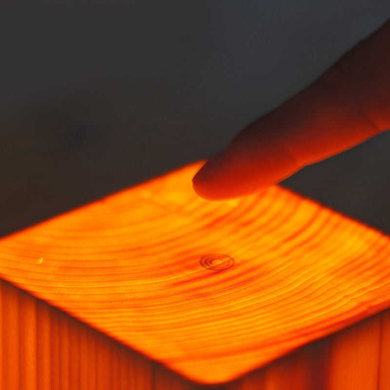 LumiWood | Kabellose LED Lampe | Touchsteuerung | Eingebauter Akku | Holzoptik | Modernes Design | Einstellbare Helligkeit | 25 cm