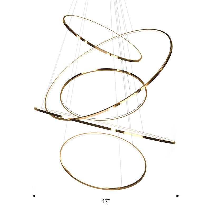 Nowoczesny, smukły żyrandol | Złoty design | Technologia LED | Opcja 3/5-poziomowa | Minimalistyczna kompatybilność z wnętrzami | Wybór materiału