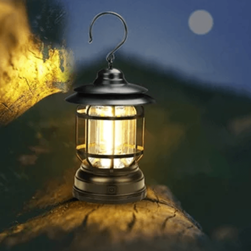 Lampe de poche vintage LED | Lumière de camping rétro | Éclairage extérieur | Intensité réglable | Idéal pour festivals, pique-niques et jardin