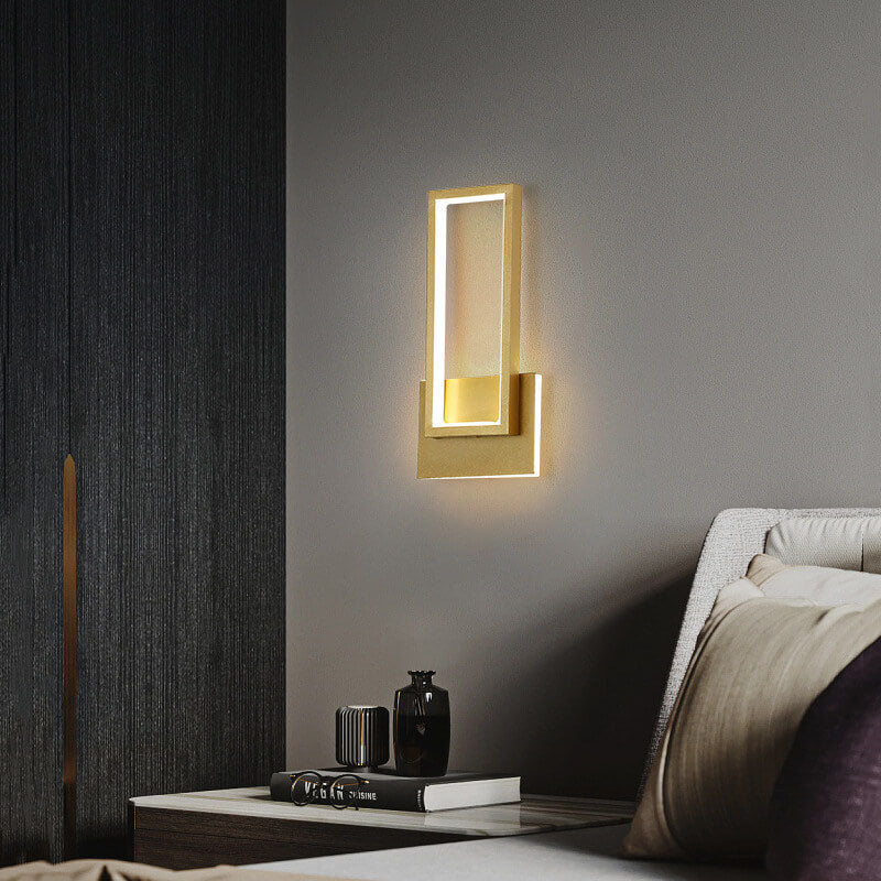 Luminoir | LED-Wandleuchte | Gold | Rechteckig | Modernes Design | Acryl & Metall | 110V-240V | Für Schlafzimmer & Wohnzimmer | Energieeffizient