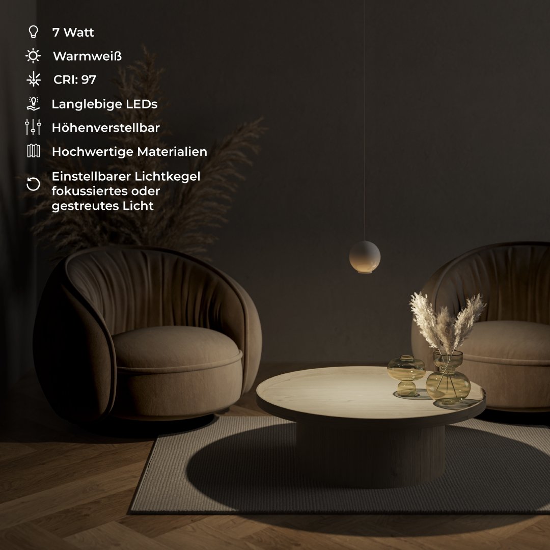 Lampe loft moderne | Design artistique | Solution d'éclairage subtile | Suspension élégante | Convient aux plafonds hauts | Finition luxueuse