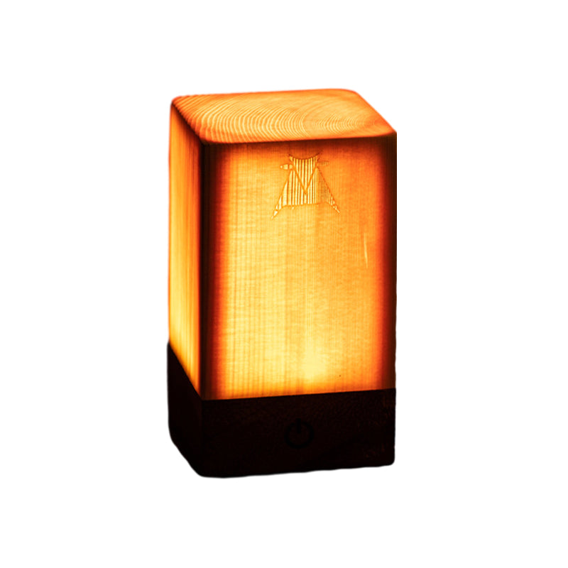 LumiWood | Kabellose LED Lampe | Touchsteuerung | Eingebauter Akku | Holzoptik | Modernes Design | Einstellbare Helligkeit | 25 cm