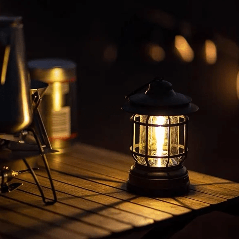 Lampe de poche vintage LED | Lumière de camping rétro | Éclairage extérieur | Intensité réglable | Idéal pour festivals, pique-niques et jardin