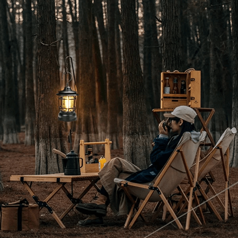 Lampe de poche vintage LED | Lumière de camping rétro | Éclairage extérieur | Intensité réglable | Idéal pour festivals, pique-niques et jardin