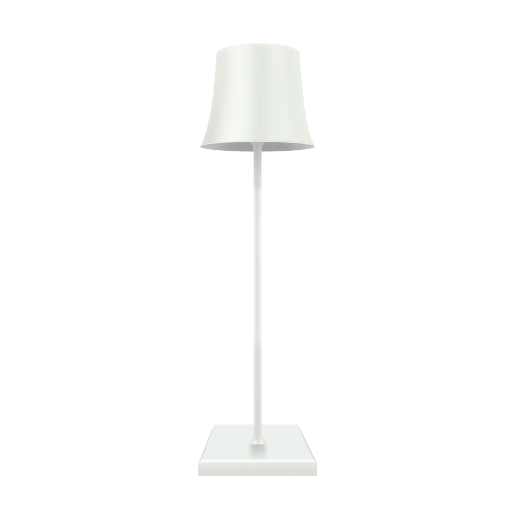 Evelien | Lampe de table LED sans fil rechargeable | Blanc mat/noir | IP54 étanche | Dimmable via contrôle tactile | Recharge USB | 38 cm | Design
