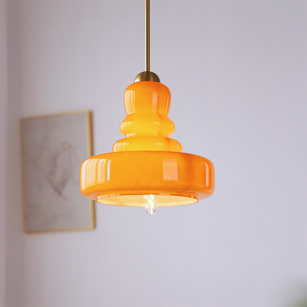 Lampa sufitowa Mila Bauhaus | Kolorowa szklana tykwa | Regulowana, 150 cm | Certyfikat CE UL | Beżowy, żółty, zielony, biały, pomarańczowy | Gniazdo