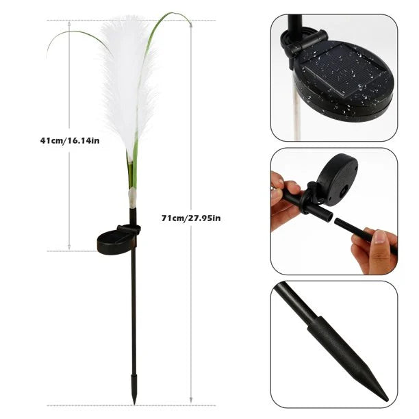 Éclairage extérieur à panneaux solaires | Tressé | Éclairage extérieur | Lampes décoratives | Forme réaliste de tube | Acier inoxydable | Lampe de