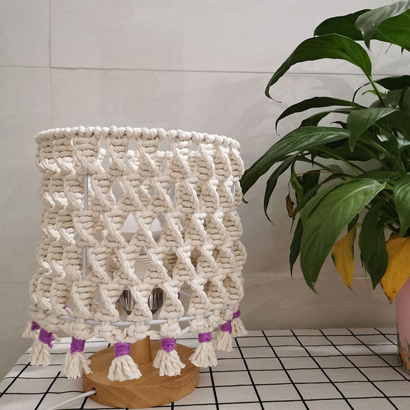 LightWave | Design en corde tressée | Naturel rustique | Fait main | Lampe LED | Rechargeable par USB | Lumière chaude | 20 x 20 x 25