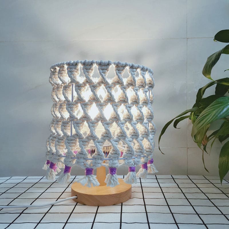 LightWave | Design en corde tressée | Naturel rustique | Fait main | Lampe LED | Rechargeable par USB | Lumière chaude | 20 x 20 x 25