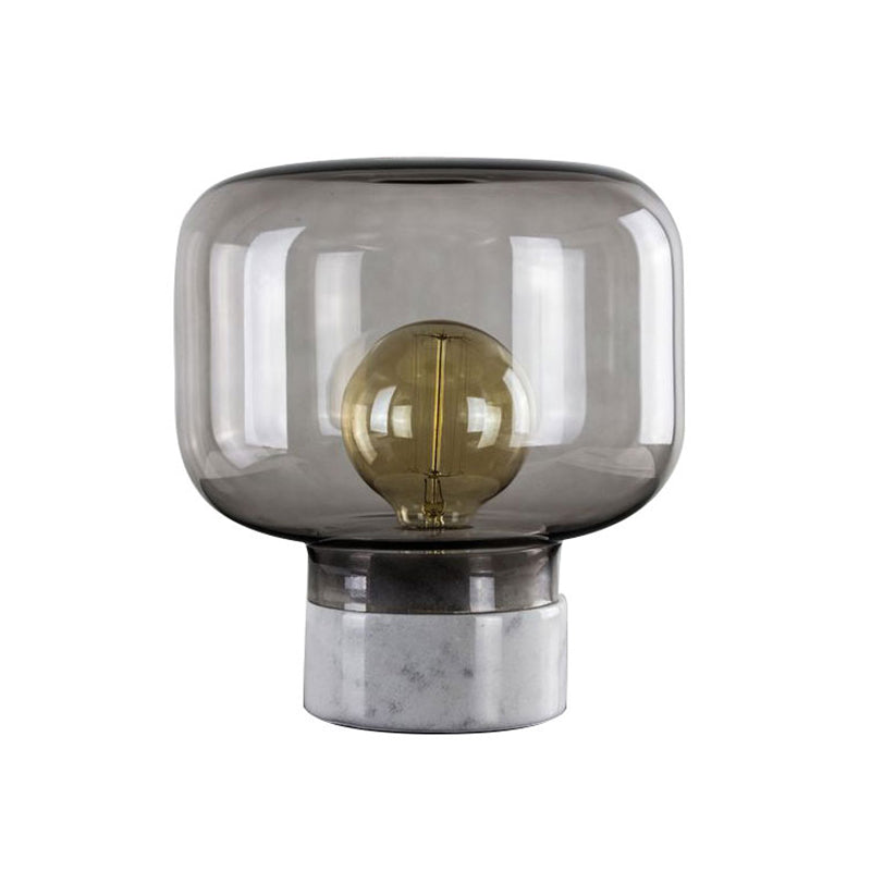 Lampa z przydymionego szkła | Nowoczesny styl skandynawski | Elegancka marmurowa podstawa | Ciepłe, nastrojowe światło | Czarno-biały design