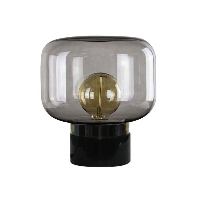 Lampa z przydymionego szkła | Nowoczesny styl skandynawski | Elegancka marmurowa podstawa | Ciepłe, nastrojowe światło | Czarno-biały design