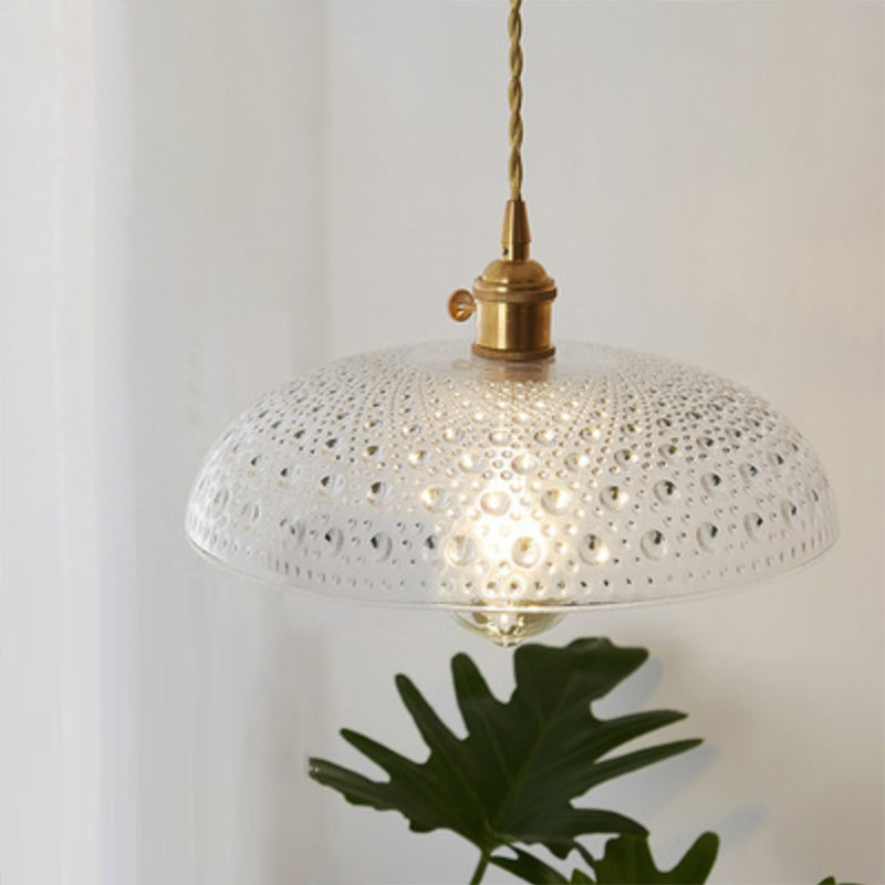 Lampe élégante | Verre soufflé à la main | Couleur claire | Design industriel | Parfait pour les salles à manger | Abat-jour rond | Douille E26/E27
