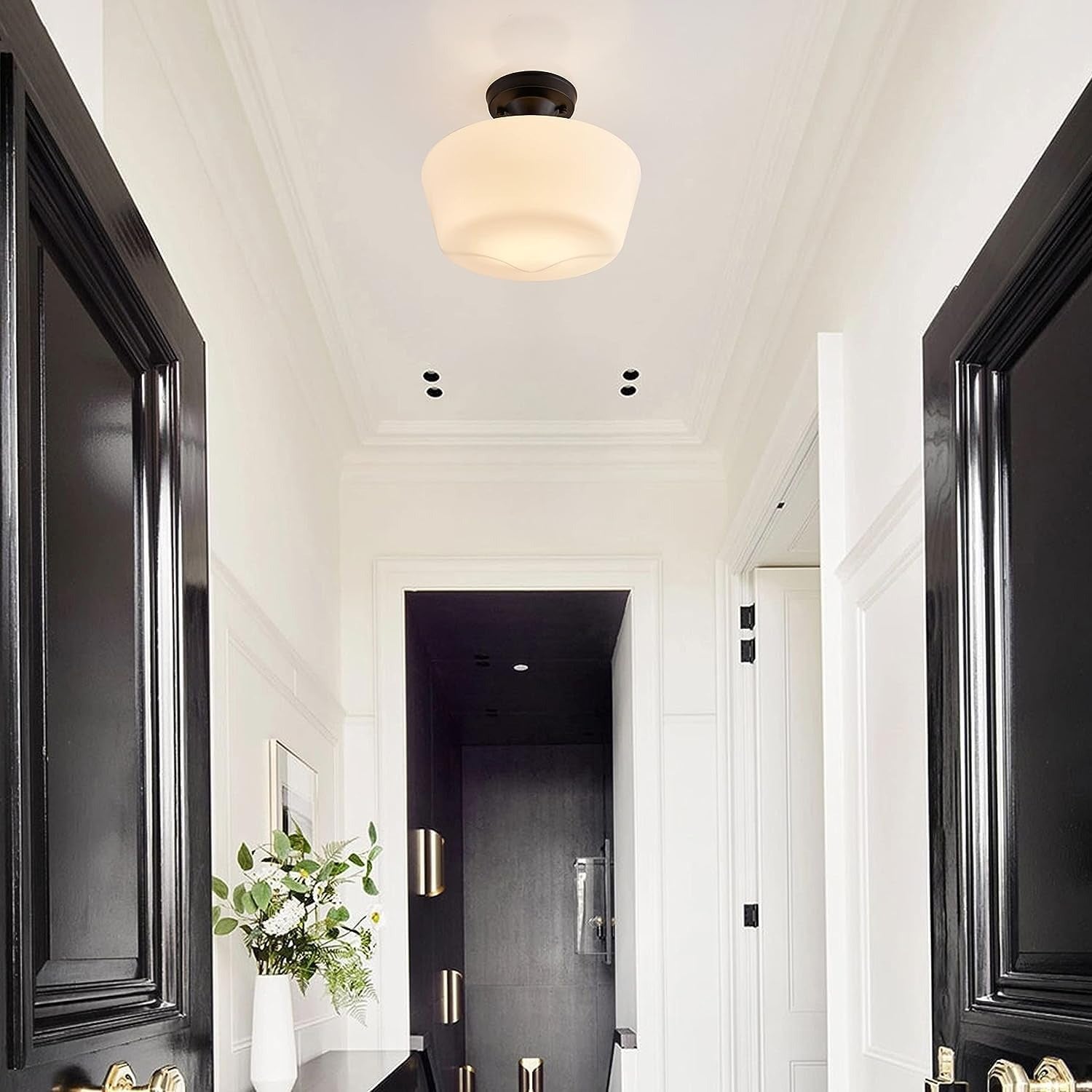 Bauhaus inspirierte Creme Messing | Eisen und Glas Design | 30 cm Durchmesser | Ideal für Flur und Wohnzimmer | Eleganter skandinavischer Look