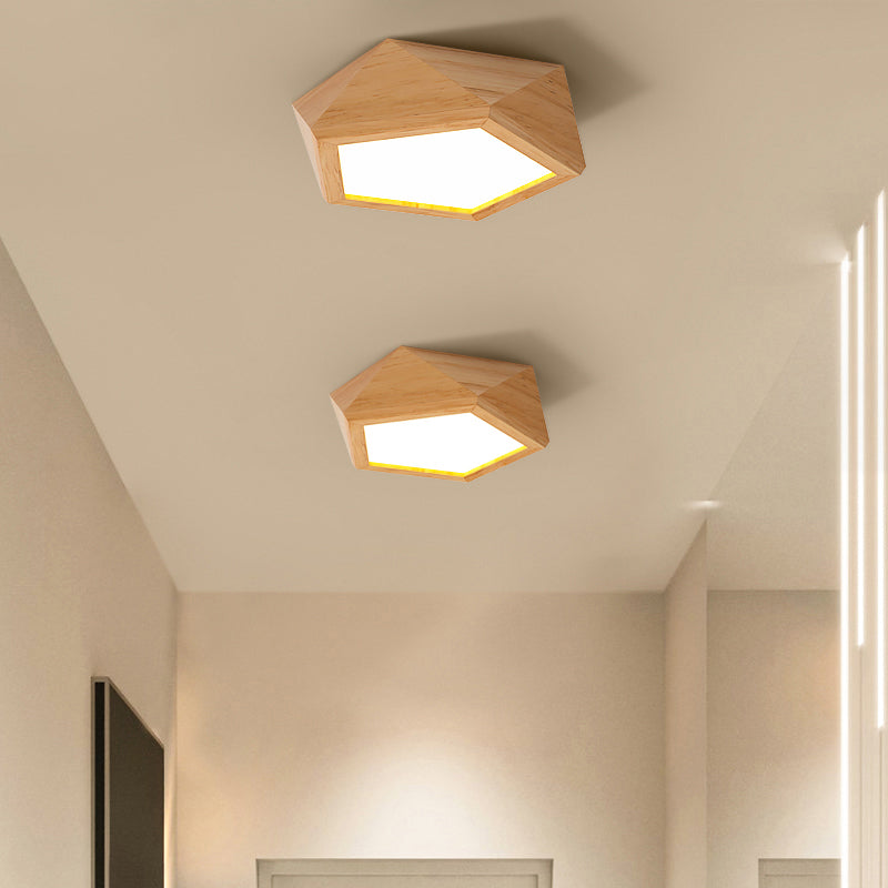 PentagonLED | Éclairage de plafond en bois moderne | Design mince | Technologie LED | Largeur 22,9 cm | Hauteur jusqu'à 12,7 cm | Température de