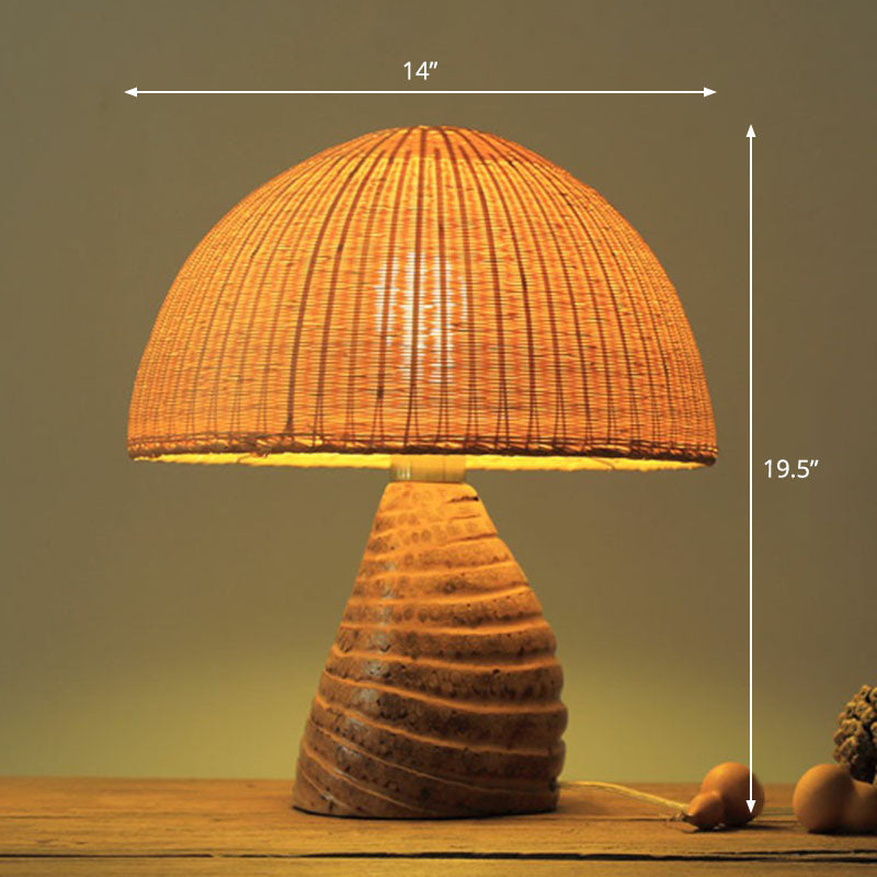 Modern bordsbelysning | Bambu och trä | Naturlig elegans | Orientalisk stil | Justerbar höjd | LED-kompatibel | Perfekt för sovrum och vardagsrum | Beige skärm | Slitstarka material