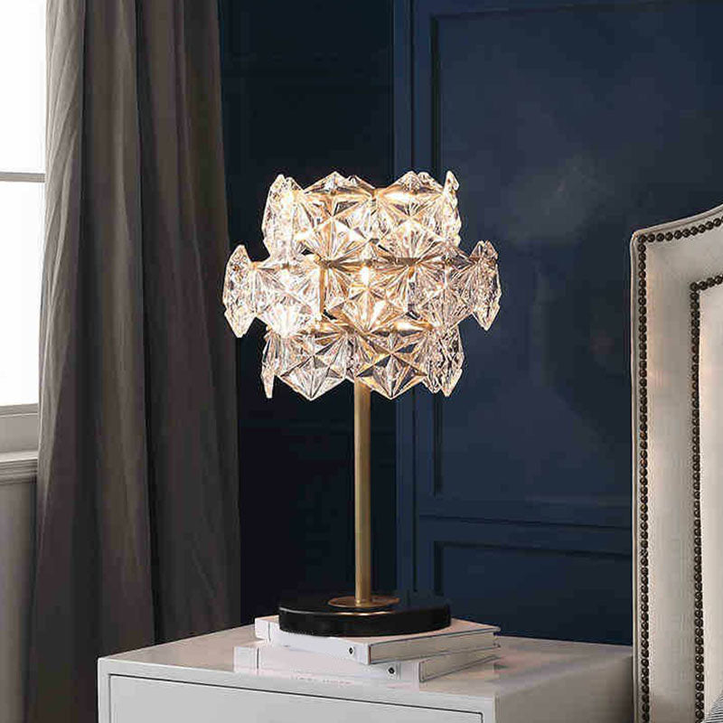 Krystalglas Flocon de neige | Finition Or | Lampe de table moderne | 2 sources lumineuses | Abat-jour en cristal | Design