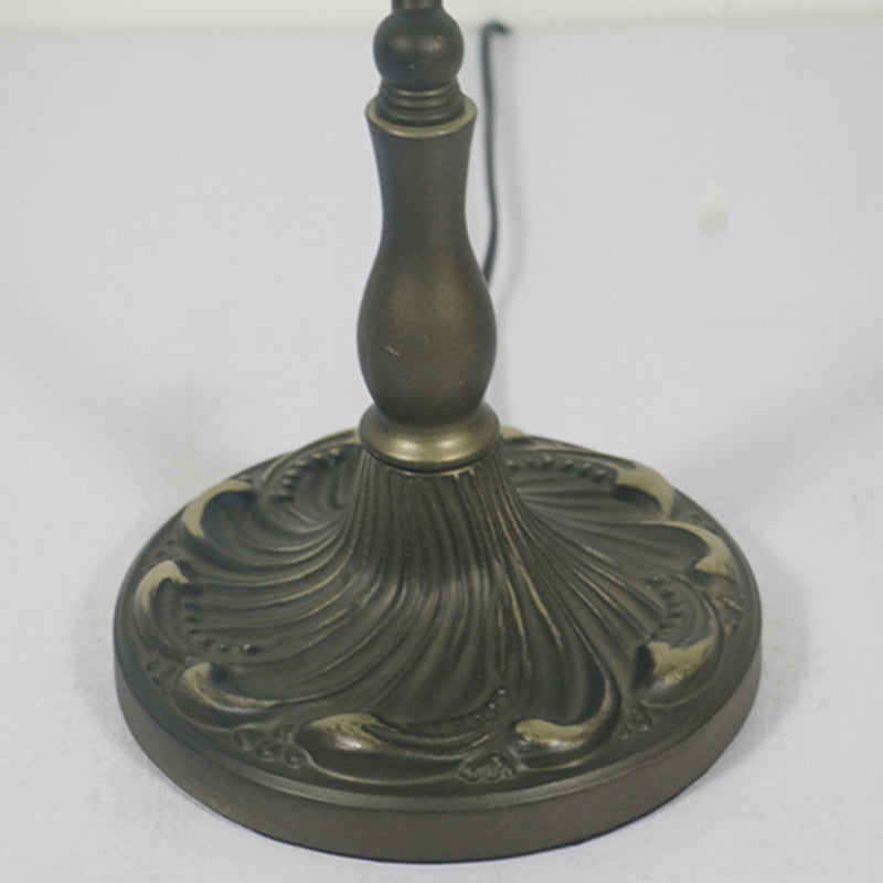 Lampe de table vintage demi-cylindrique | Finition antique | Chaîne à tirer | Design en verre métallique | Compatibilité LED/à