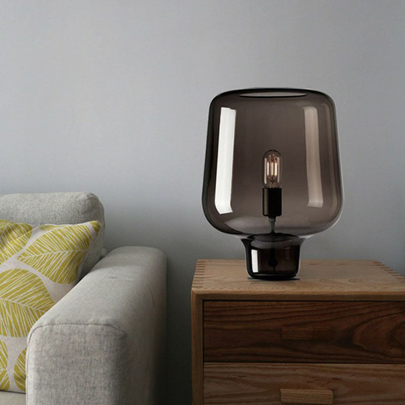 Lampe moderne | Lampe de bord noire | Abat-jour en verre couleur café | Design élégant | Chambres, salons | Verre durable de haute qualité