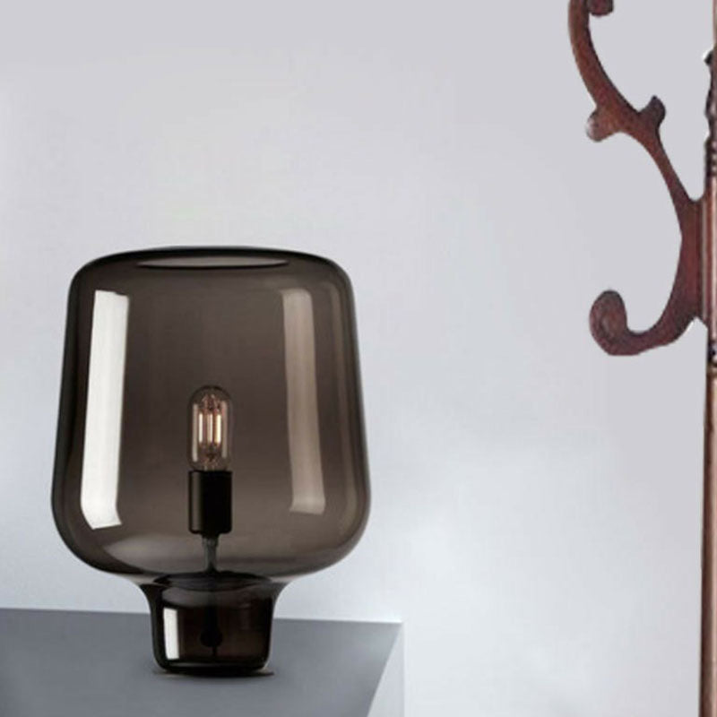 Lampe moderne | Lampe de bord noire | Abat-jour en verre couleur café | Design élégant | Chambres, salons | Verre durable de haute qualité